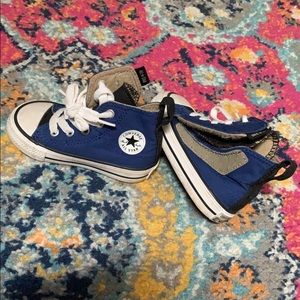 Blue and Black High Top Converse